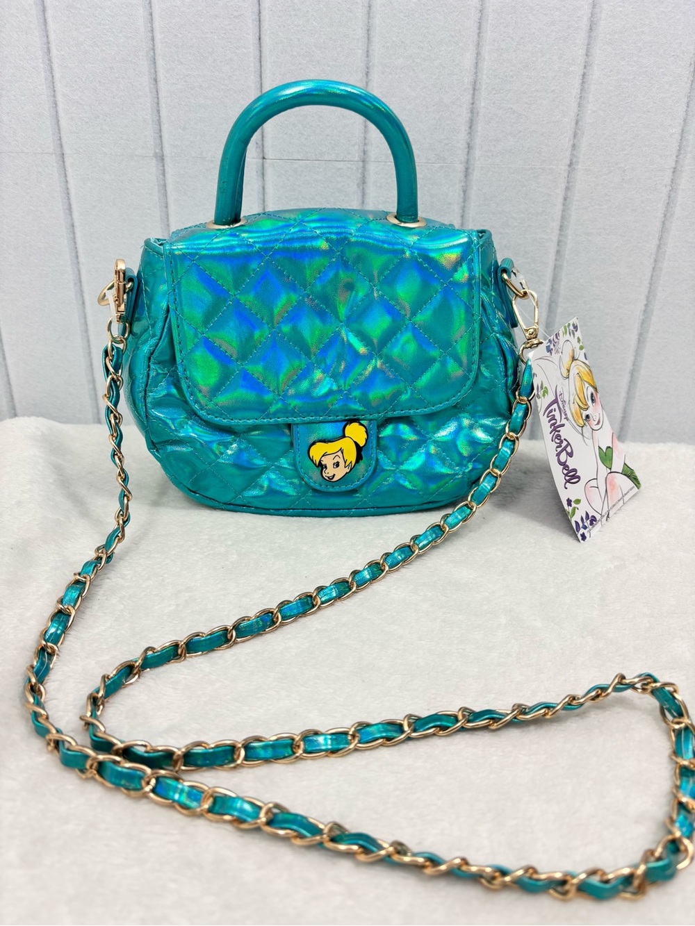 Disney Tinkerbell Character Handbag Quilted Mini Crossbody Bag NEW